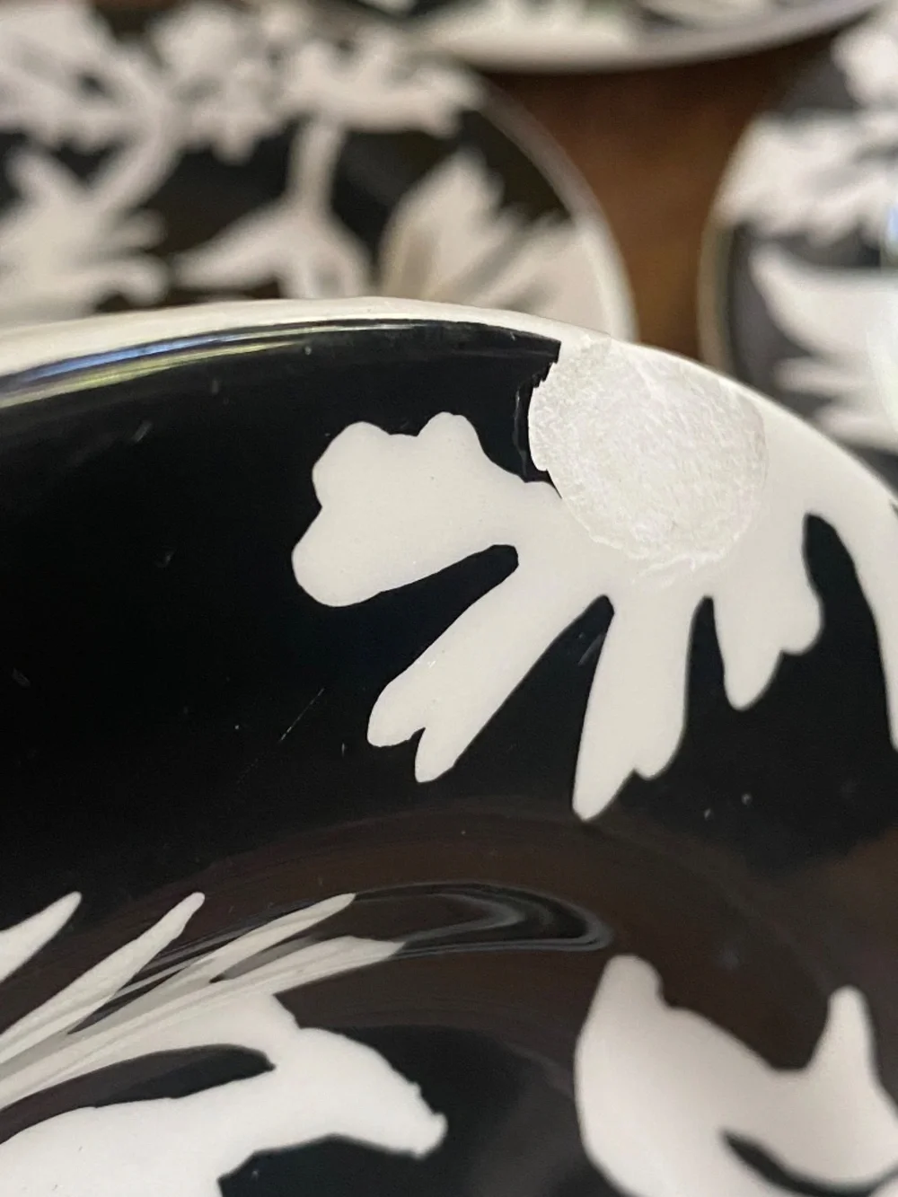 Crate & Barrel Black and White Floral Salad Luncheon 9” Plates x 8